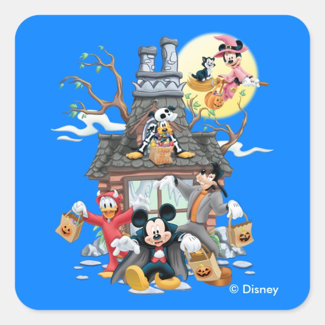Mickey and Friends Haunted House Square Sticker (Front)