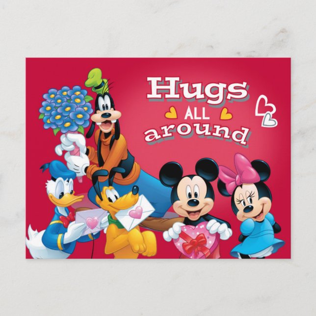 Mickey and Friends Hugs All Around Holiday Postcard (Front)
