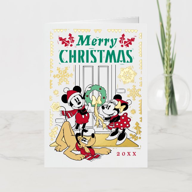 Mickey and Friends Merry Christmas Foil Holiday Card (Front)
