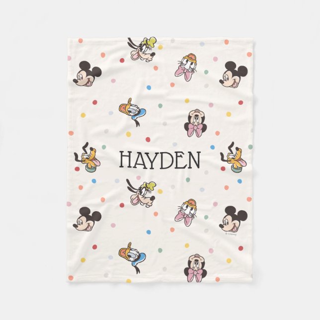 Mickey and Friends Smiling Faces Pattern Fleece Blanket (Front)