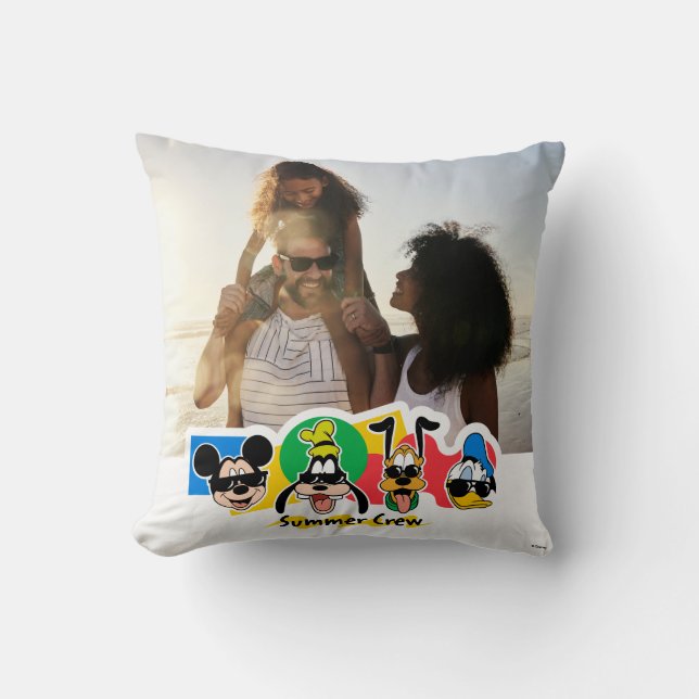 Mickey and Friends| Summer Family Vacation Photo Throw Pillow (Front)