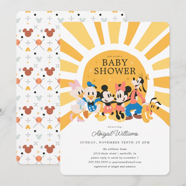Mickey and Friends Sunshine Baby Shower Invitation (Front/Back)