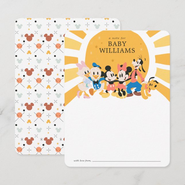 Mickey and Friends Sunshine Baby Shower Note Card (Front/Back)