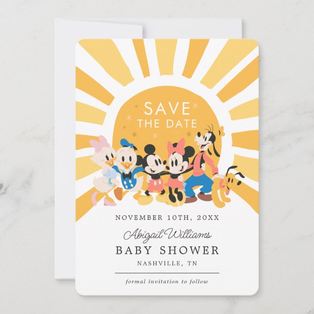 Mickey and Friends Sunshine Baby Shower Save The Date (Front)