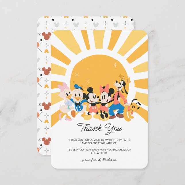 Mickey and Friends Sunshine Birthday - Thank You Invitation (Front/Back)