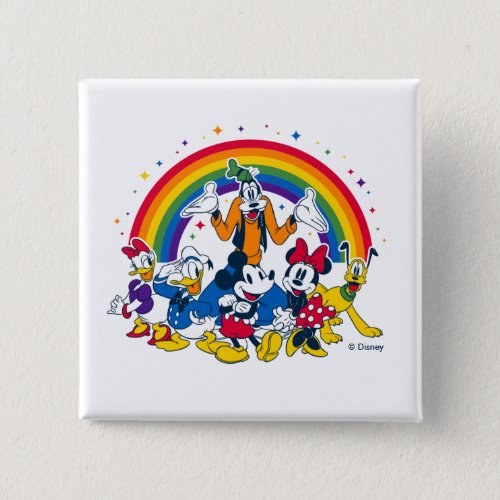 Mickey and Friends Under the Rainbow Button