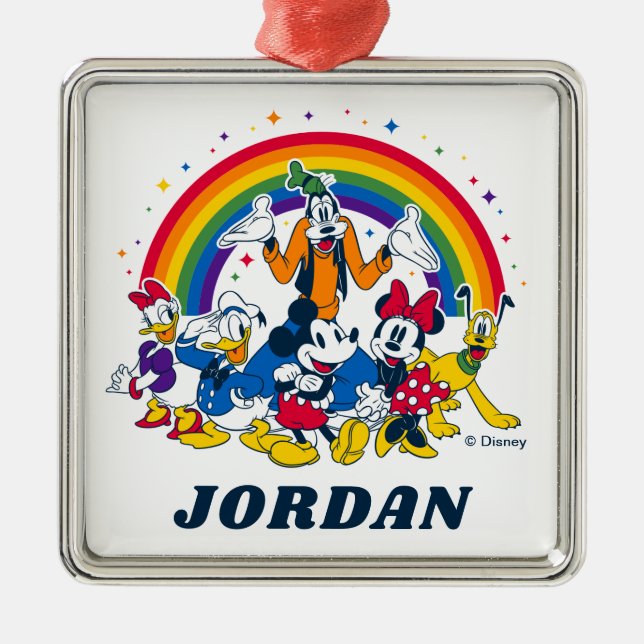 Mickey and Friends Under the Rainbow Metal Ornament (Front)