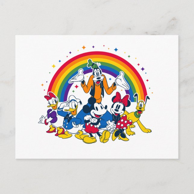 Mickey and Friends Under the Rainbow Postcard (Front)
