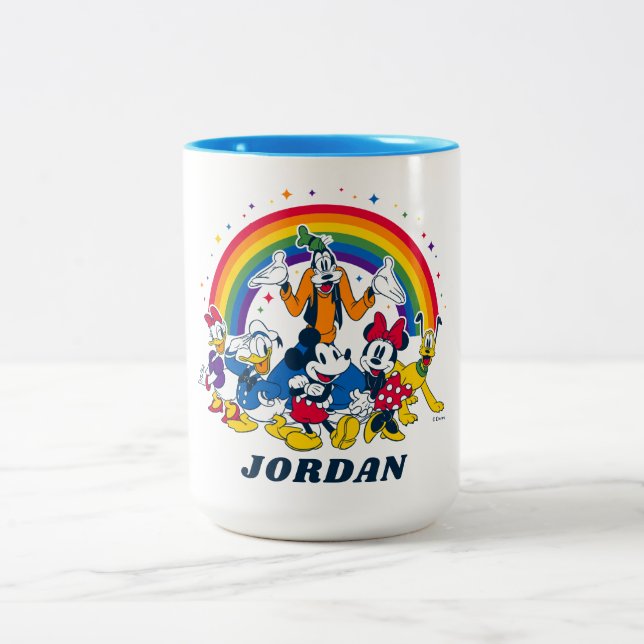 Mickey and Friends Under the Rainbow Two-Tone Coffee Mug (Center)