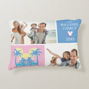 Mickey and Minne Family Vacation Photo Collage Accent Pillow