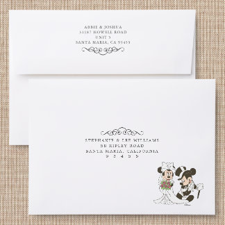 Mickey and Minnie | Bride and Groom Wedding Addressed Envelopes