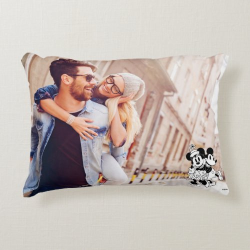 Mickey and Minnie - Couple Photo Accent Pillow - Personalize this cute Mickey and Minnie photo pillow with your favorite engagement or wedding photo.