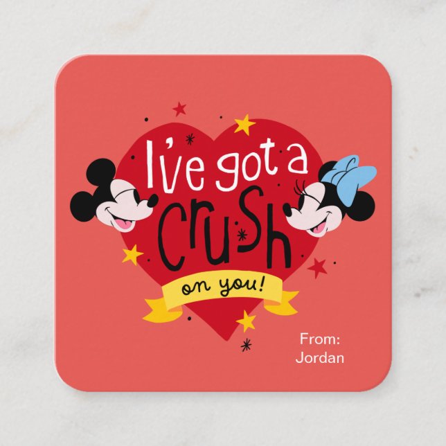 Mickey and Minnie Crush Valentine Note Card (Front)