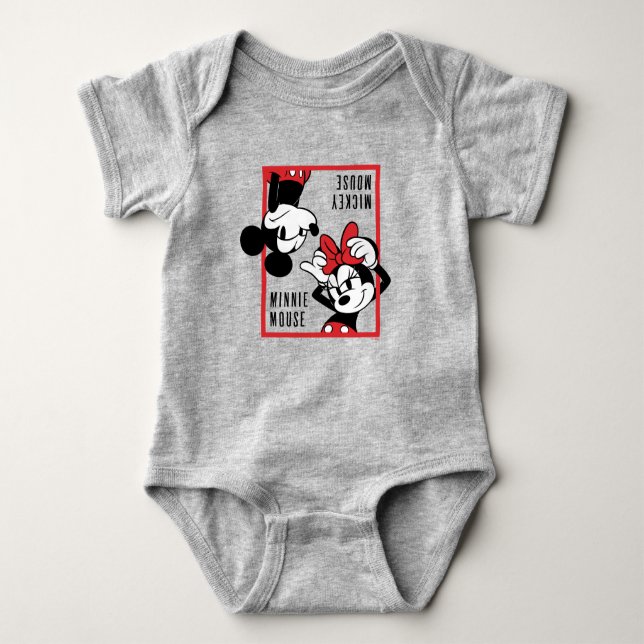 Mickey and Minnie | Cute Combo Design Baby Bodysuit (Front)