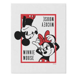 Mickey and Minnie   Cute Combo Design Faux Canvas Print