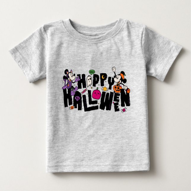 Mickey and Minnie - Happy Halloween Baby T-Shirt (Front)