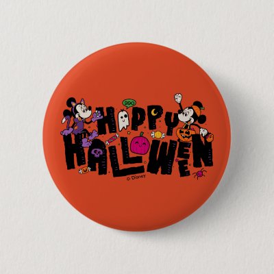 Mickey and Minnie - Happy Halloween Button