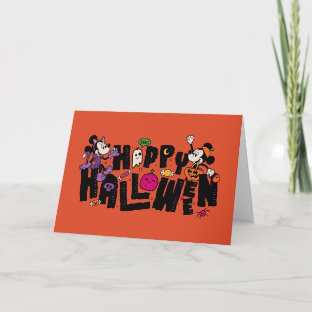 Mickey and Minnie - Happy Halloween Card (Front)