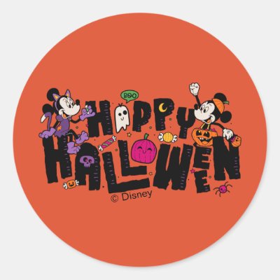 Mickey and Minnie - Happy Halloween Classic Round Sticker