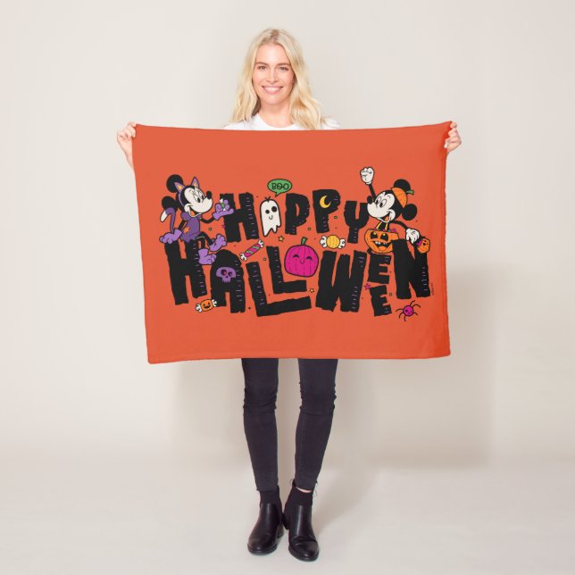 Mickey and Minnie - Happy Halloween Fleece Blanket (In Situ)