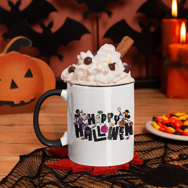 Mickey and Minnie - Happy Halloween Mug (Mug on table)