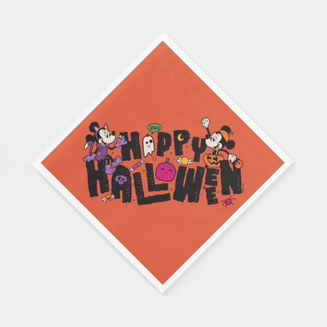 Mickey and Minnie - Happy Halloween Napkins (Corner)