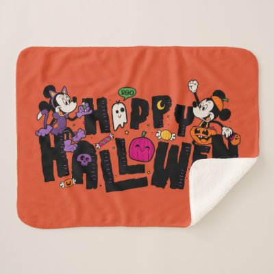 Mickey and Minnie - Happy Halloween Sherpa Blanket