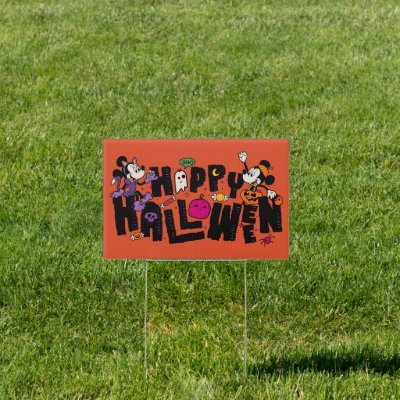Mickey and Minnie - Happy Halloween Sign