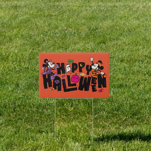 Mickey and Minnie - Happy Halloween Sign (Insitu)