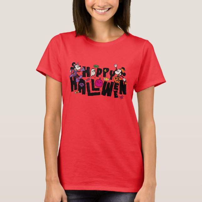 Mickey and Minnie - Happy Halloween T-Shirt (Front)