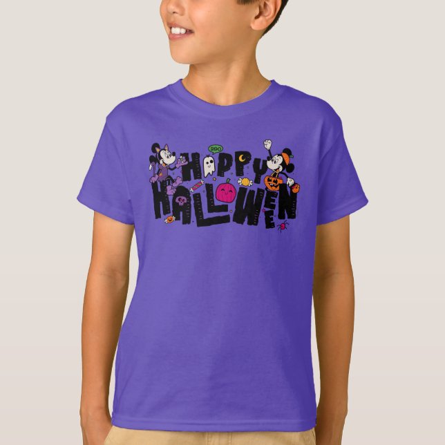 Mickey and Minnie - Happy Halloween T-Shirt (Front)