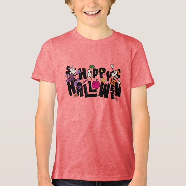Mickey and Minnie - Happy Halloween Tri-Blend Shirt (Front)