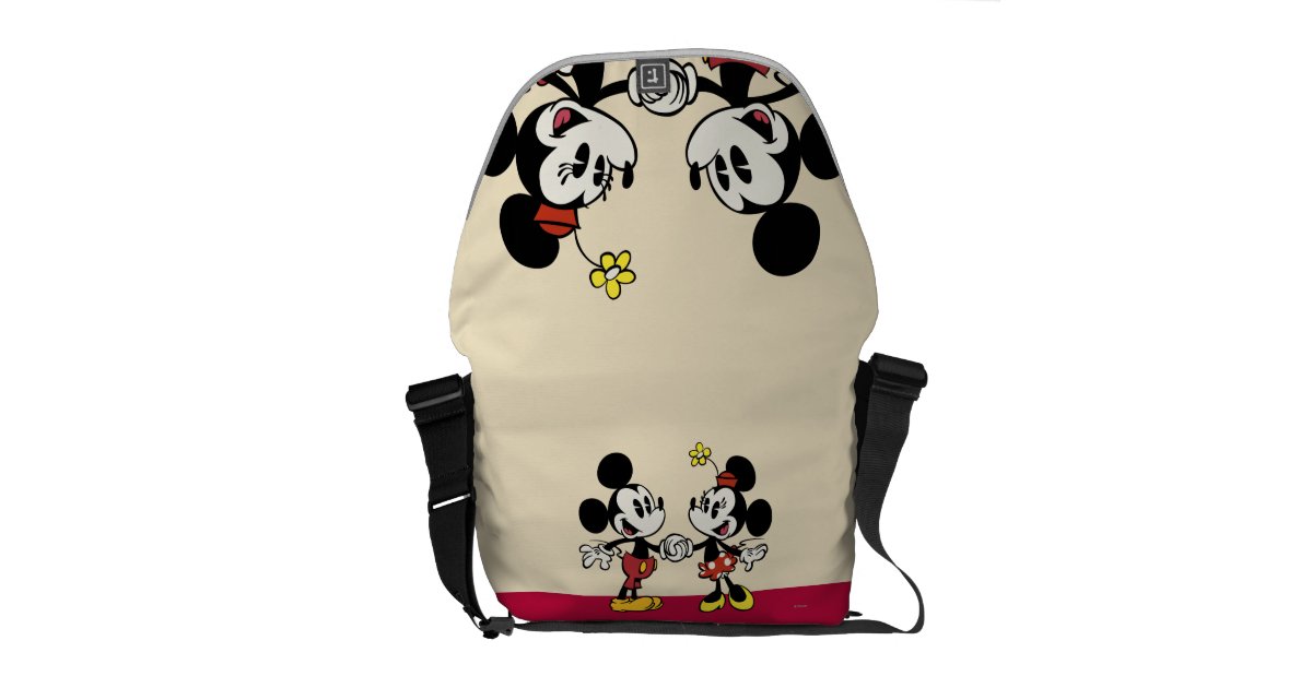 Mickey and Minnie Holding Hands Courier Bag | Zazzle