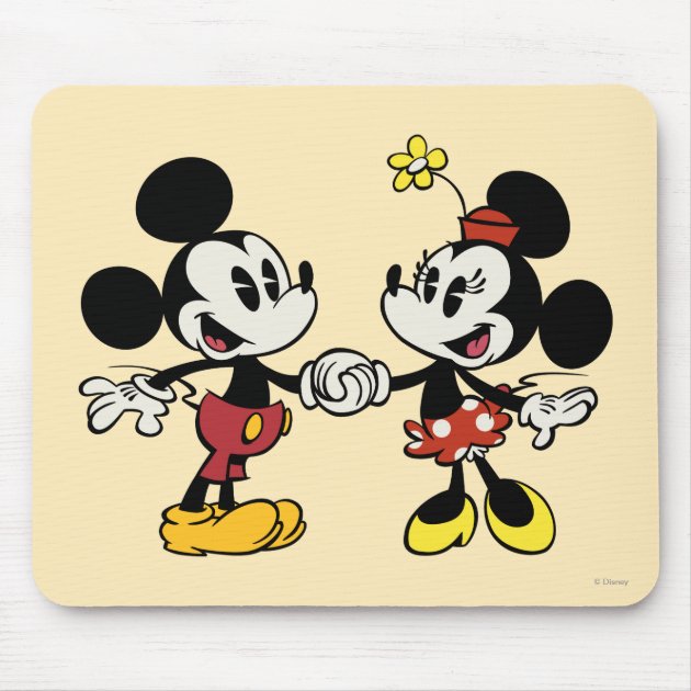 Mickey and Minnie Holding Hands Mouse Pad | Zazzle