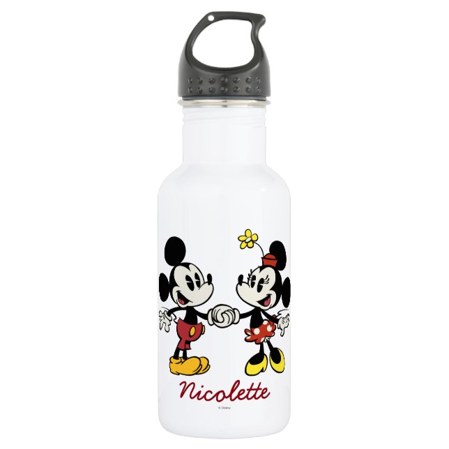 Mickey and Minnie Holding Hands Water Bottle (Front)