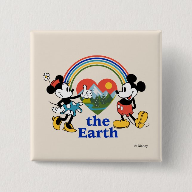 Mickey and Minnie | Love the Earth Button (Front)