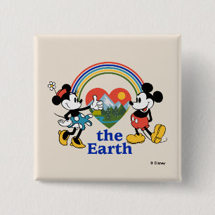 Mickey and Minnie   Love the Earth Button