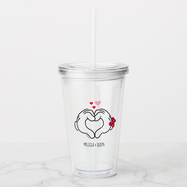 Mickey and Minnie Making Heart Sign with Hands Acrylic Tumbler (Front)