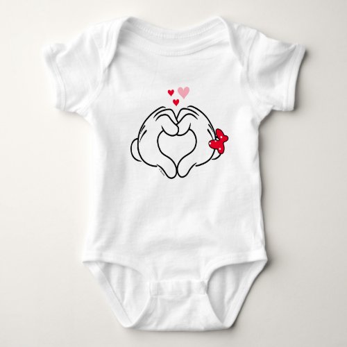 Mickey and Minnie Making Heart Sign with Hands Baby Bodysuit