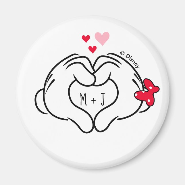 Mickey and Minnie Making Heart Sign with Hands Magnet (Front)