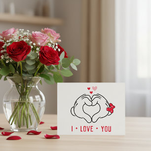 Mickey and Minnie Making Heart Sign with Hands Postcard