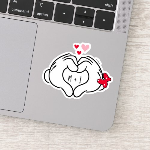 Mickey and Minnie Making Heart Sign with Hands Sticker