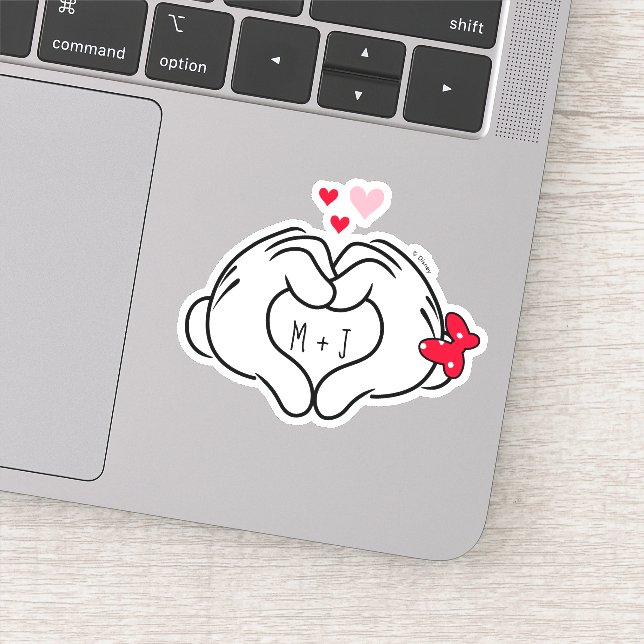 Mickey and Minnie Making Heart Sign with Hands Sticker (Detail)
