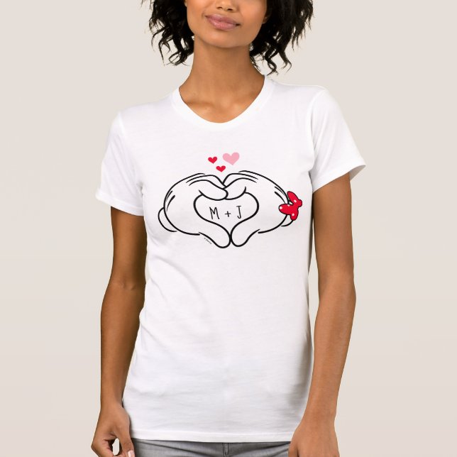 Mickey and Minnie Making Heart Sign with Hands T-Shirt (Front)