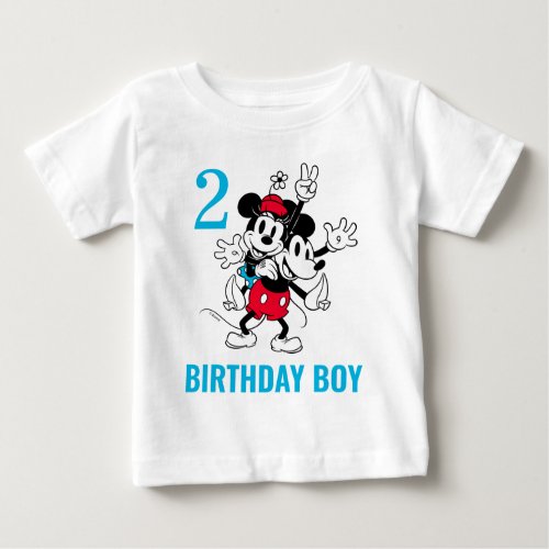 Mickey and Minnie Mouse Twins Birthday Boy Baby T_Shirt