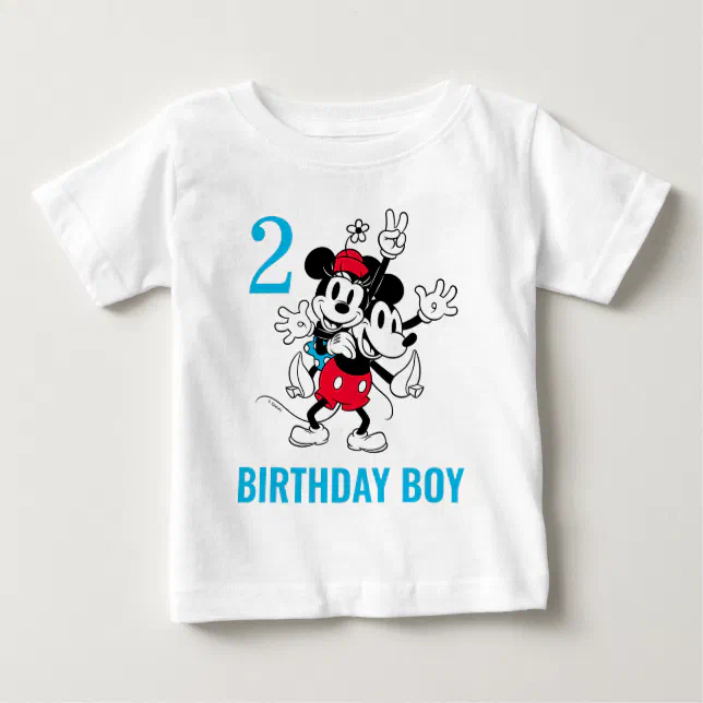 Mickey and Minnie Mouse Twins Birthday Boy Baby T-Shirt Zazzle - Main Image