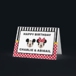 Mickey and Minnie Mouse - Twins Birthday Card<br><div class="desc">Celebrate your twins’ special day with this adorable Mickey & Minnie Mouse twins birthday card. Featuring the iconic Mickey and Minnie Mouse in a charming design, this card is perfect for sending your birthday wishes to twins. Customizable with a personal message, it adds a sweet Disney touch to your card...</div>