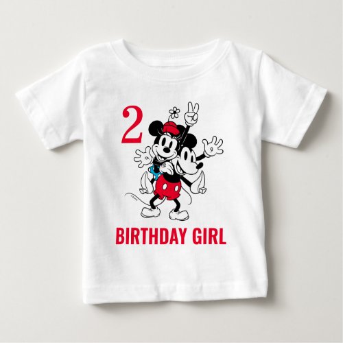 Mickey and Minnie Mouse Twins Birthday Girl Baby T_Shirt