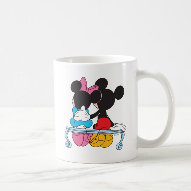 Mickey and Minnie Mouse valentine's day on bench Coffee Mug (Right)