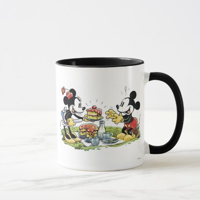 Mickey and Minnie Picnic Eating Cake Mug (Right)